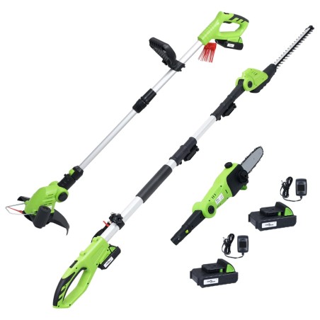 vidaXL Set de herramientas eléctricas de jardín sin cable 3 piezas