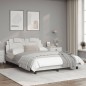vidaXL Estructura cama con luces LED cuero sintético blanco 120x200 cm vidaXL Estructura cama con luces LED cuero sintético blanco 120x200 cm