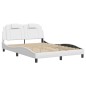 vidaXL Estructura cama con luces LED cuero sintético blanco 120x200 cm vidaXL Estructura cama con luces LED cuero sintético blanco 120x200 cm