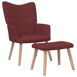 vidaXL Sillón de relax con reposapiés tela rojo tinto