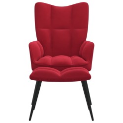 vidaXL Silla de relajación con reposapiés terciopelo rojo tinto 