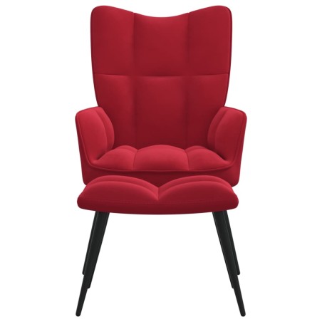 vidaXL Silla de relajación con reposapiés terciopelo rojo tinto 
