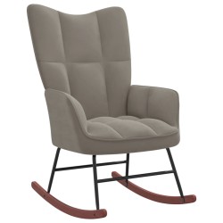 vidaXL Silla mecedora de terciopelo gris claro