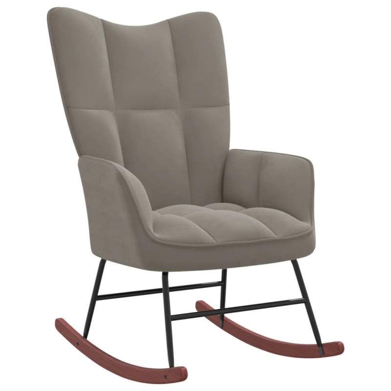vidaXL Silla mecedora de terciopelo gris claro