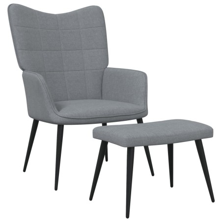 vidaXL Silla de relajación con reposapiés tela gris claro