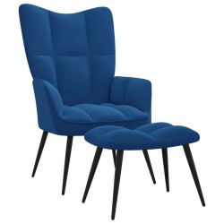 vidaXL Silla de relajación con reposapiés terciopelo azul