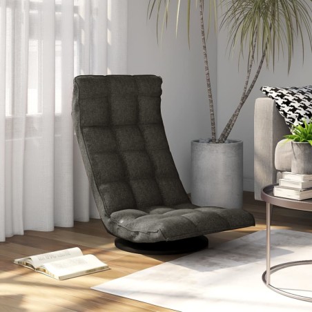 vidaXL Silla de suelo giratoria tela gris oscuro