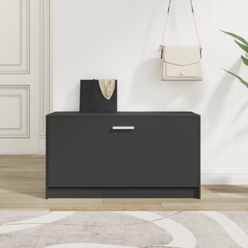 vidaXL Banco zapatero de madera contrachapada negro 80x24x45 cm vidaXL Banco zapatero de madera contrachapada negro 80x24x45 cm