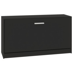 vidaXL Banco zapatero de madera contrachapada negro 80x24x45 cm