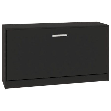 vidaXL Banco zapatero de madera contrachapada negro 80x24x45 cm