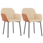 vidaXL Sillas de comedor 2 unidades cuero sintético y tela color crema vidaXL Sillas de comedor 2 unidades cuero sintético y tela color crema