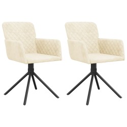 vidaXL Sillas de comedor giratorias 2 uds terciopelo crema