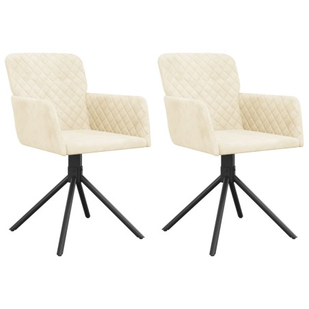 vidaXL Sillas de comedor giratorias 2 uds terciopelo crema