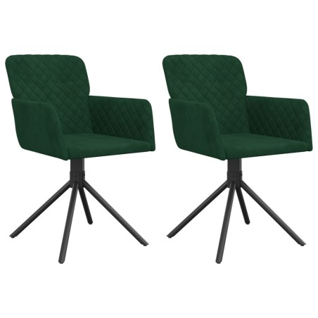 vidaXL Sillas de comedor giratorias 2 unidades terciopelo verde oscuro