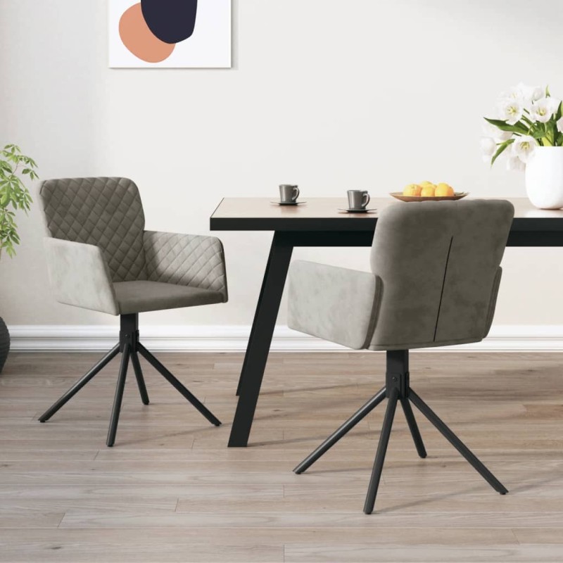 vidaXL Sillas de comedor giratorias 2 uds de terciopelo gris claro vidaXL Sillas de comedor giratorias 2 uds de terciopelo gris claro