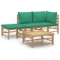 vidaXL Set de muebles de jardín 4 piezas bambú con cojines verde vidaXL Set de muebles de jardín 4 piezas bambú con cojines verde