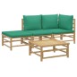 vidaXL Set de muebles de jardín 4 piezas bambú con cojines verde vidaXL Set de muebles de jardín 4 piezas bambú con cojines verde