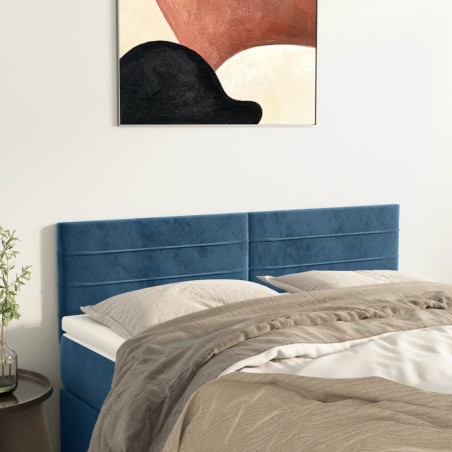 vidaXL Cabeceros 2 unidades terciopelo azul oscuro 72x5x78/88 cm