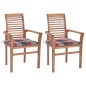 vidaXL Sillas de comedor 2 uds madera teca y cojines a cuadros rojos vidaXL Sillas de comedor 2 uds madera teca y cojines a cuadros rojos