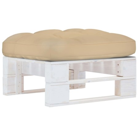 vidaXL Otomana de jardín de palets madera de pino impregnada blanca