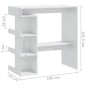vidaXL Mesa bar con estante aglomerado blanco brillo 100x50x101,5 cm vidaXL Mesa bar con estante aglomerado blanco brillo 100x50x101,5 cm