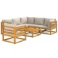 vidaXL Set muebles de jardín 7 pzas madera maciza y cojines gris claro vidaXL Set muebles de jardín 7 pzas madera maciza y cojines gris claro