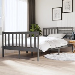 vidaXL Estructura de cama de madera maciza gris 140x190 cm