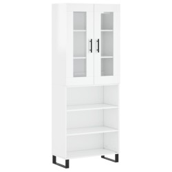 vidaXL Aparador alto madera contrachapada blanco brillo 69,5x34x180 cm