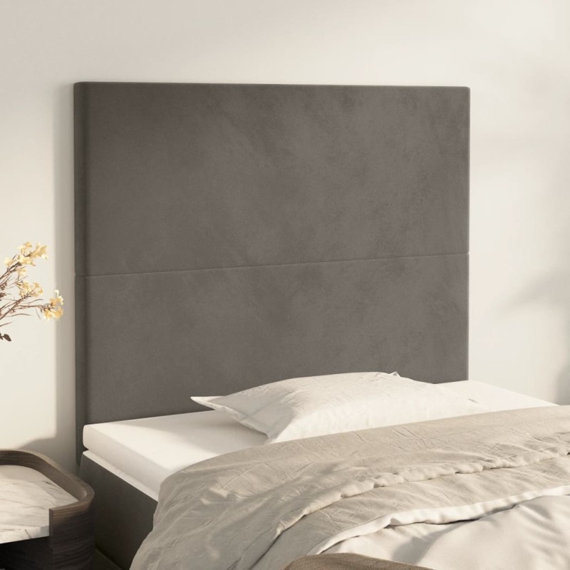 vidaXL Cabeceros 2 unidades de terciopelo gris oscuro 80x5x78/88 cm vidaXL Cabeceros 2 unidades de terciopelo gris oscuro 80x5x78/88 cm