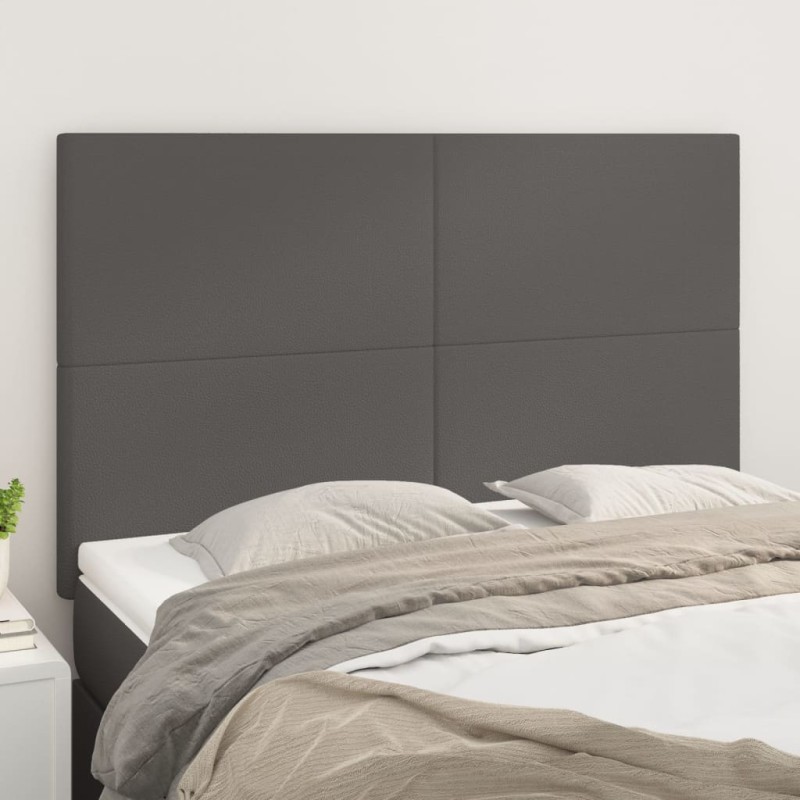 vidaXL Cabeceros 4 unidades cuero sintético gris 72x5x78/88 cm vidaXL Cabeceros 4 unidades cuero sintético gris 72x5x78/88 cm