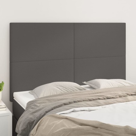 vidaXL Cabeceros 4 unidades cuero sintético gris 72x5x78/88 cm