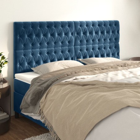 vidaXL Cabeceros 4 unidades de terciopelo azul oscuro 90x7x78/88 cm