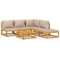 vidaXL Set muebles de jardín 6 pzas madera maciza y cojines gris taupé vidaXL Set muebles de jardín 6 pzas madera maciza y cojines gris taupé