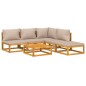 vidaXL Set muebles de jardín 6 pzas madera maciza y cojines gris taupé vidaXL Set muebles de jardín 6 pzas madera maciza y cojines gris taupé