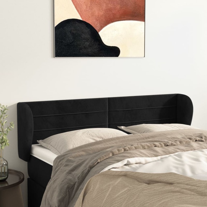 vidaXL Cabecero de terciopelo negro 147x23x78/88 cm vidaXL Cabecero de terciopelo negro 147x23x78/88 cm