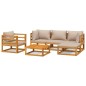 vidaXL Set muebles de jardín 6 pzas madera maciza y cojines gris taupé vidaXL Set muebles de jardín 6 pzas madera maciza y cojines gris taupé