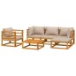 vidaXL Set muebles de jardín 6 pzas madera maciza y cojines gris taupé vidaXL Set muebles de jardín 6 pzas madera maciza y cojines gris taupé