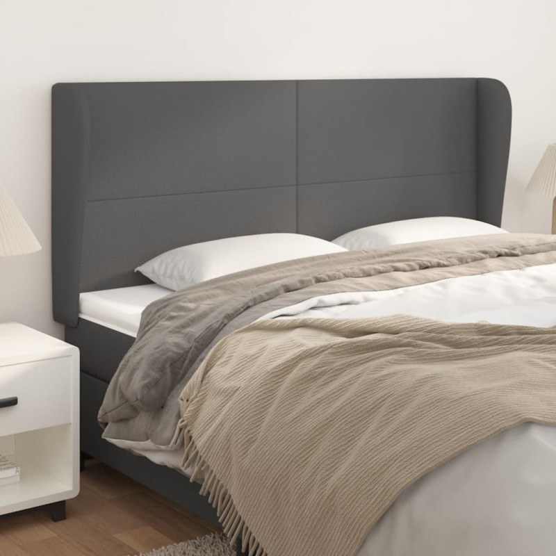 vidaXL Cabecero con orejas cuero sintético gris 163x23x118/128cm vidaXL Cabecero con orejas cuero sintético gris 163x23x118/128cm