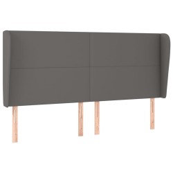vidaXL Cabecero con orejas cuero sintético gris 203x23x118/128 cm