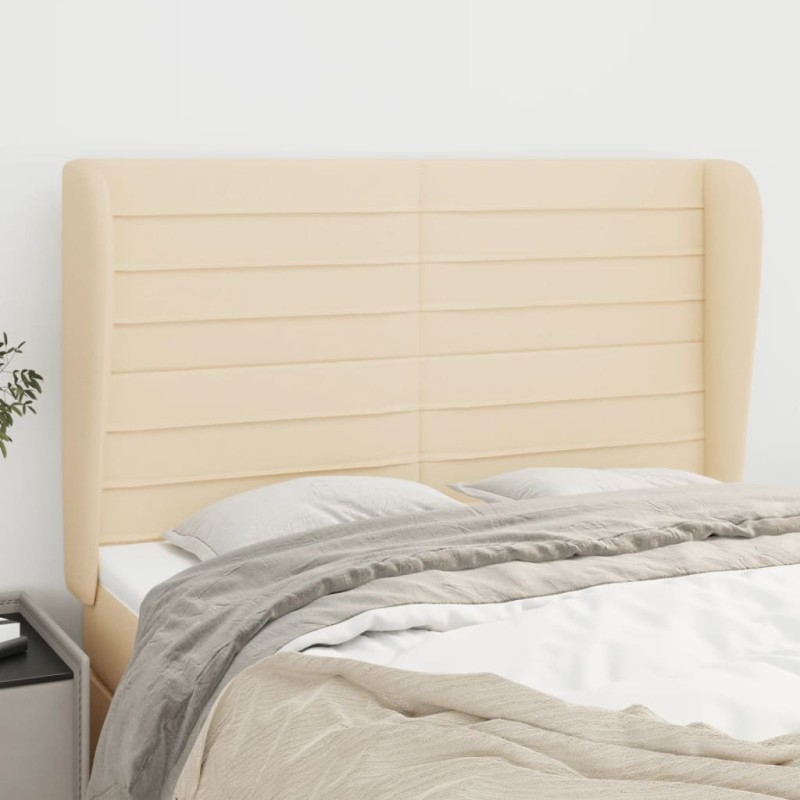 vidaXL Cabecero con orejas de tela color crema 147x23x118/128 cm vidaXL Cabecero con orejas de tela color crema 147x23x118/128 cm