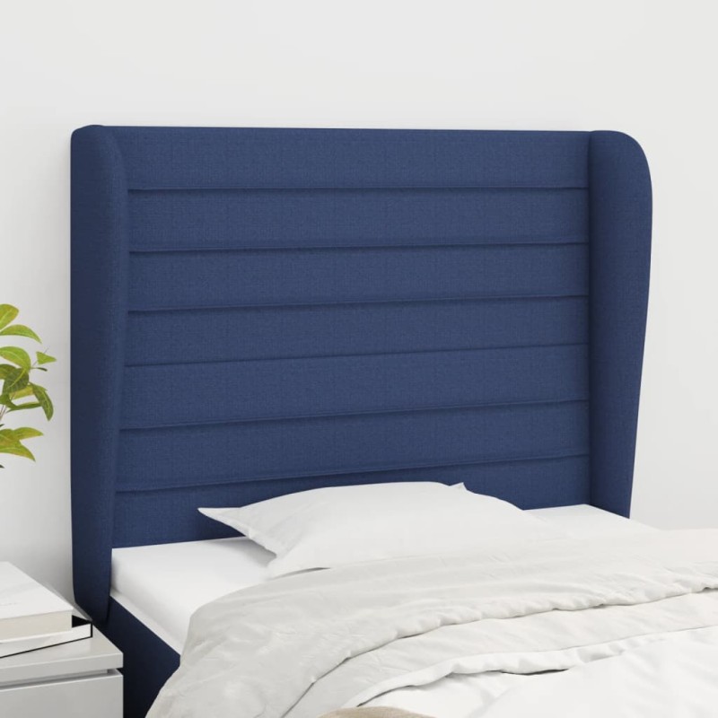 vidaXL Cabecero con orejas de tela azul 93x23x118/128 cm vidaXL Cabecero con orejas de tela azul 93x23x118/128 cm