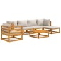 vidaXL Set muebles de jardín 7 pzas madera maciza y cojines gris claro vidaXL Set muebles de jardín 7 pzas madera maciza y cojines gris claro