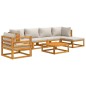 vidaXL Set muebles de jardín 7 pzas madera maciza y cojines gris claro vidaXL Set muebles de jardín 7 pzas madera maciza y cojines gris claro
