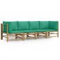 vidaXL Set de muebles de jardín 4 piezas bambú con cojines verde vidaXL Set de muebles de jardín 4 piezas bambú con cojines verde