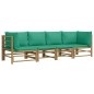 vidaXL Set de muebles de jardín 4 piezas bambú con cojines verde vidaXL Set de muebles de jardín 4 piezas bambú con cojines verde
