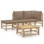 vidaXL Set de muebles de jardín 4 piezas bambú y cojines gris taupe vidaXL Set de muebles de jardín 4 piezas bambú y cojines gris taupe