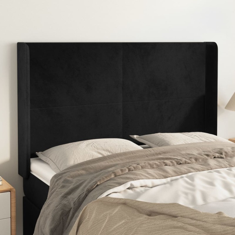 vidaXL Cabecero con orejas de terciopelo negro 147x16x118/128 cm vidaXL Cabecero con orejas de terciopelo negro 147x16x118/128 cm