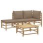 vidaXL Set de muebles de jardín 4 piezas bambú y cojines gris taupe vidaXL Set de muebles de jardín 4 piezas bambú y cojines gris taupe