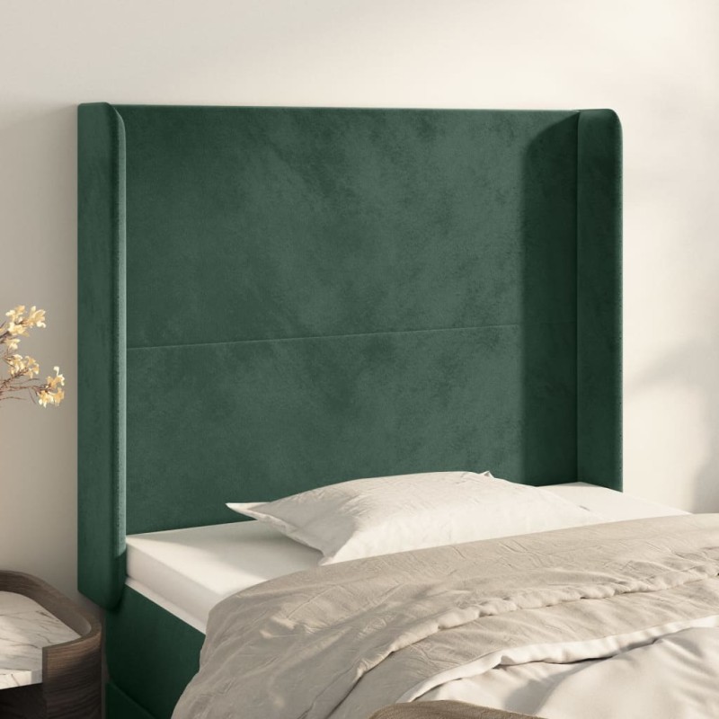 vidaXL Cabecero con orejas de terciopelo verde oscuro 83x16x118/128 cm vidaXL Cabecero con orejas de terciopelo verde oscuro 83x16x118/128 cm