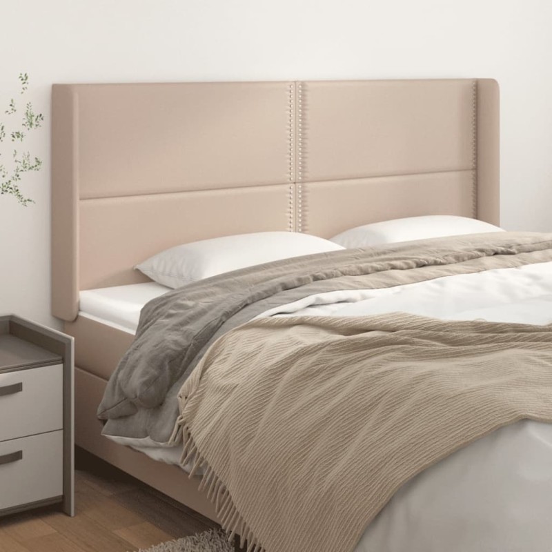 vidaXL Cabecero con orejas cuero sintético capuchino 183x16x118/128 cm vidaXL Cabecero con orejas cuero sintético capuchino 183x16x118/128 cm